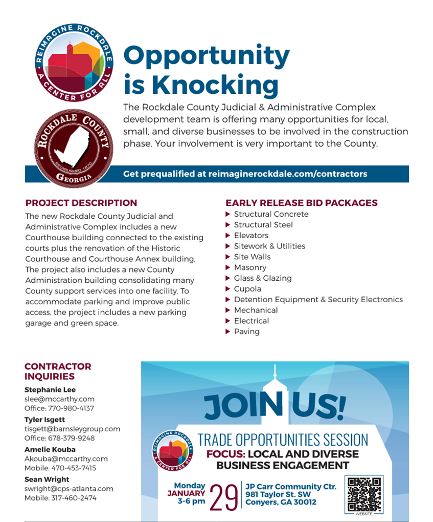 Trade Opportunities Session - Rockdale County Judicial & Administrative  Complex Project - Rockdale County - Georgia